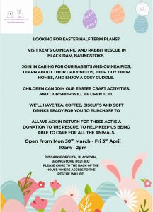 Easter half-term activities at Keki's Guinea Pig and Rabbit Rescue, 30th March - 4th April